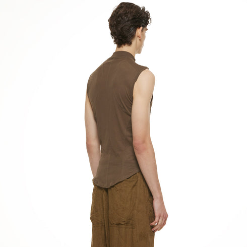 JULIUS 937CUM21 Brown / Seamed High Neck Top