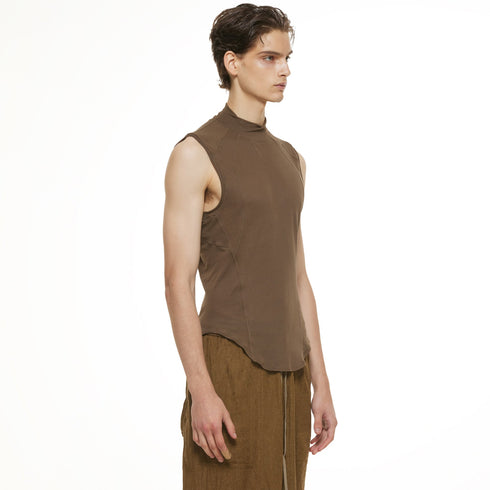 JULIUS 937CUM21 Brown / Seamed High Neck Top