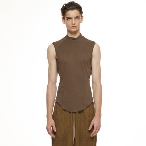 JULIUS 937CUM21 Brown / Seamed High Neck Top