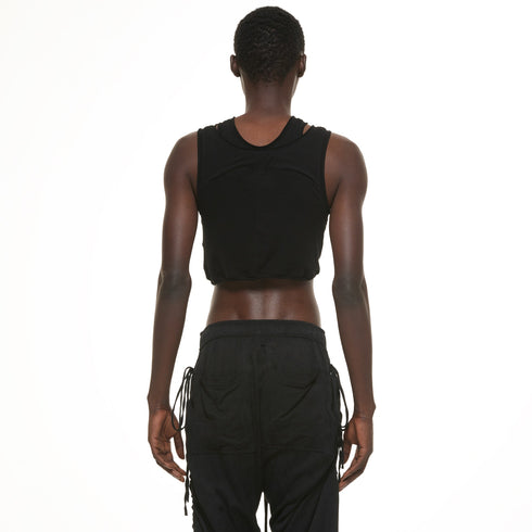 JULIUS 937CUM22 Black / Layered Neck Cropped Top