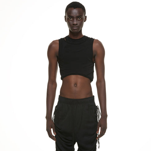 JULIUS 937CUM22 Black / Layered Neck Cropped Top
