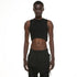 JULIUS 937CUM22 Black / Layered Neck Cropped Top