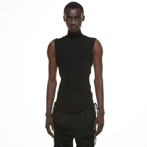 JULIUS 937CUM21 Black / Seamed High Neck Top