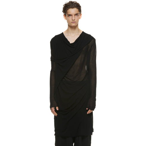 JULIUS 937CUM9 Black / Drop Neck Drape Top