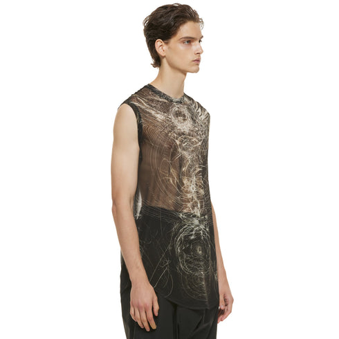 JULIUS 937CUM30-P Black / Sheer Sleeve Less Top