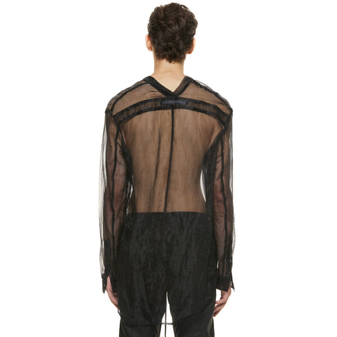 JULIUS 937SHM8 Black / Slit Neck Shirt