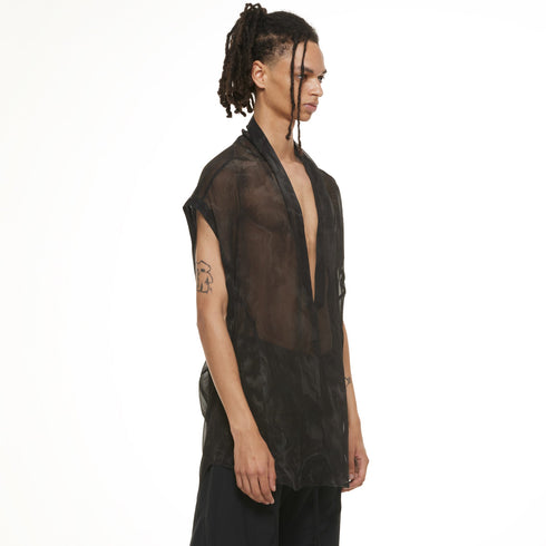 JULIUS 937SHM10 Black / Slit Neck Shirt
