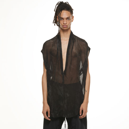 JULIUS 937SHM10 Black / Slit Neck Shirt