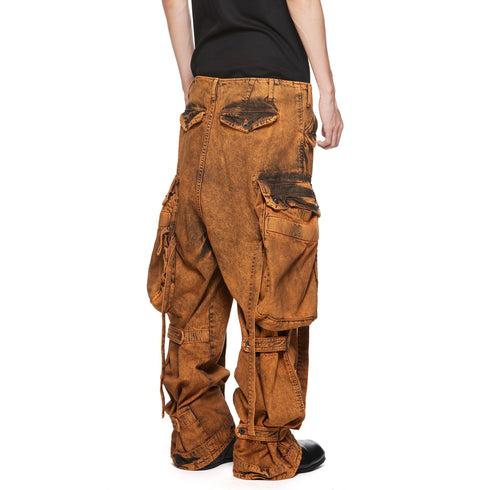JULIUS 077PAM1 Orange / Gasmask Cargo Pants