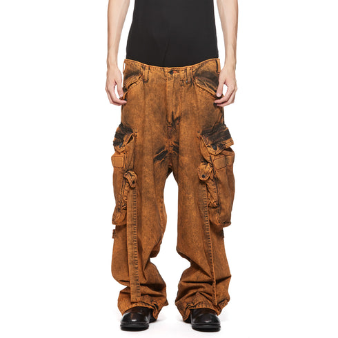 JULIUS 077PAM1 Orange / Gasmask Cargo Pants