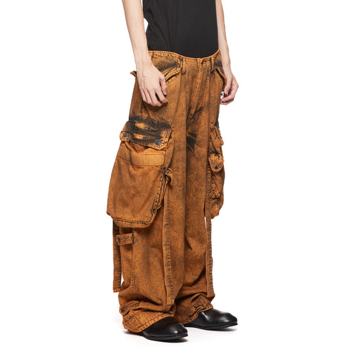 JULIUS 077PAM1 Orange / Gasmask Cargo Pants