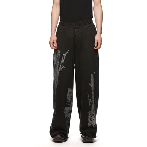 JULIUS 877PAM21 Black / Rift Graphic Wide Pants