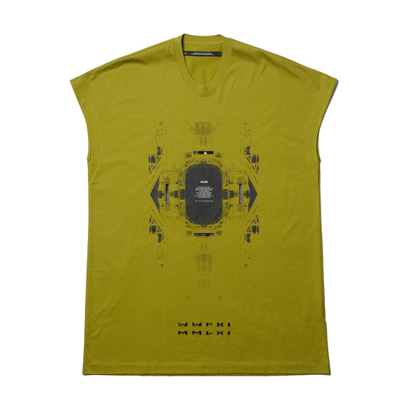 JULIUS 907CPM3 Acid Green / Europa Graphic Sleeveless T-Shirt