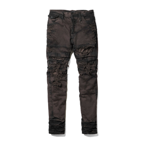 JULIUS 917PAM2-BW Dark Brown / Destroyed Biker Pants