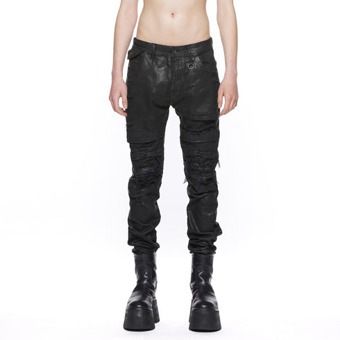 JULIUS 917PAM2-C Black / Destroyed Biker Pants