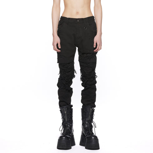 JULIUS 917PAM2 Black / Destroyed Biker Pants