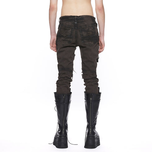 JULIUS 917PAM2-BW Dark Brown / Destroyed Biker Pants