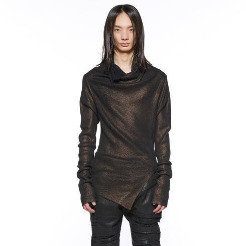 JULIUS 917KNM2-C Dark Brown / Cowl Neck Knit Top