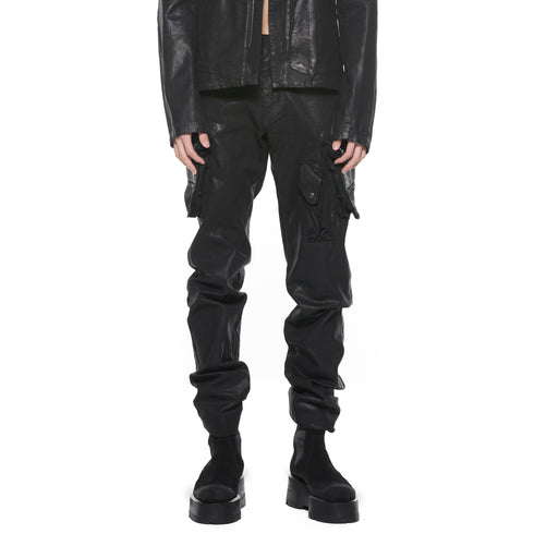 JULIUS 927PAM7-C Black / Coated Gasmask Skinny Pants