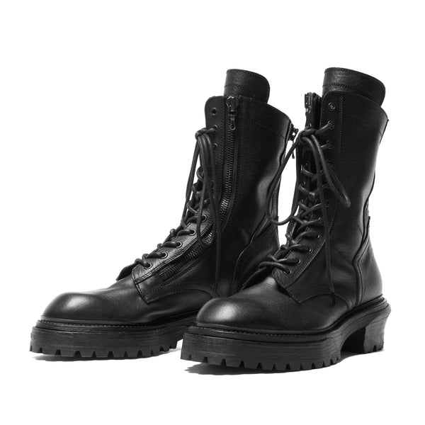 JULIUS 957FWM2 Black / Side Zip Race Up Boots