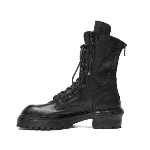 JULIUS 957FWM2 Black / Side Zip Race Up Boots