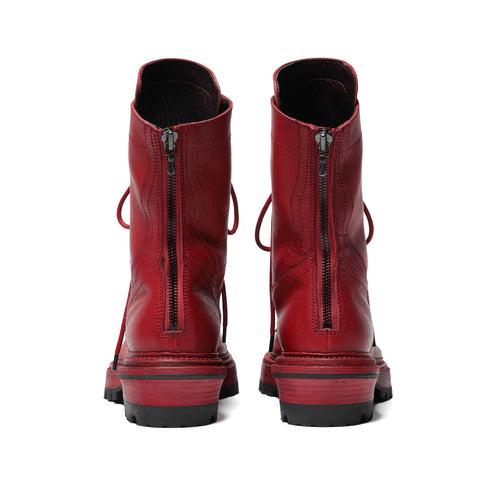 JULIUS 957FWM2 Red / Side Zip Race Up Boots