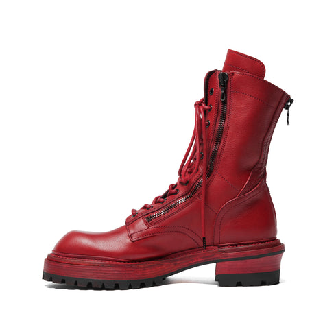 JULIUS 957FWM2 Red / Side Zip Race Up Boots