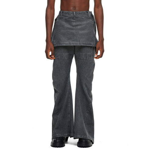 JULIUS 957PAM10-GR Steel / Indirect Flare Pants