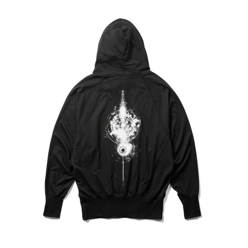 JULIUS 947CUM2-P Black / W Neck Printed Hoodie