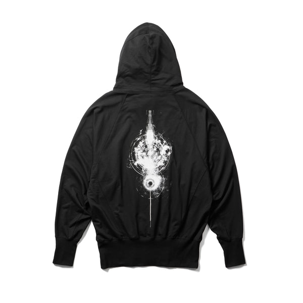 JULIUS 947CUM2-P Black / W Neck Printed Hoodie