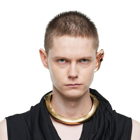 JULIUS 077ACU36 CRACKED GOLD / Horn Ear Cuffs Left
