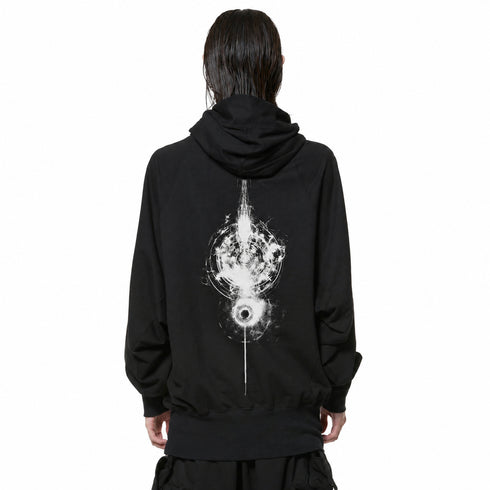 JULIUS 947CUM2-P Black / W Neck Printed Hoodie