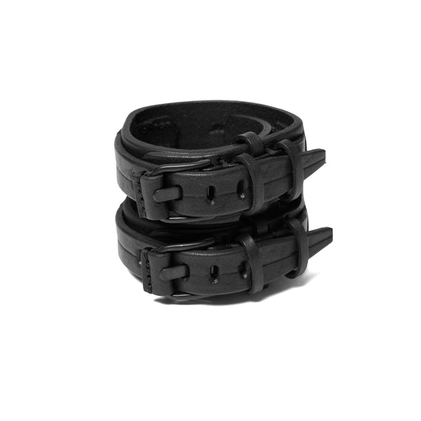 JULIUS 917ACU21 Black / Leather Double Belt Bracelet