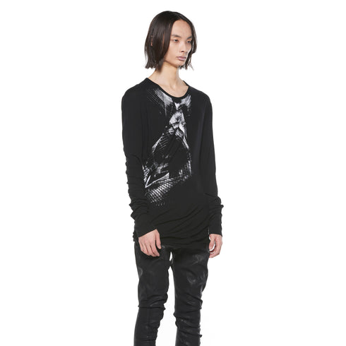 JULIUS 927CPM2 Black / Numinous Print Cueved Top
