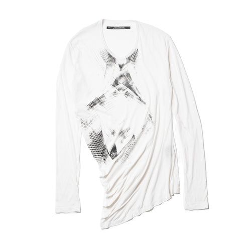 JULIUS 927CPM2 Off White / Numinous Print Cueved Top