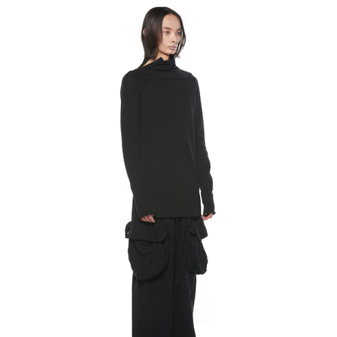 JULIUS 927CUM2 Black / Arched Hem High Neck Top