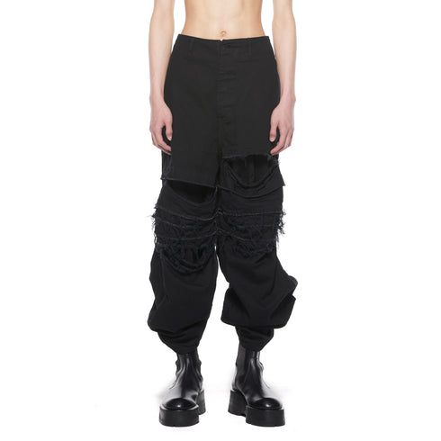 JULIUS 927PAM8 Black / Destroy Baggy Pants