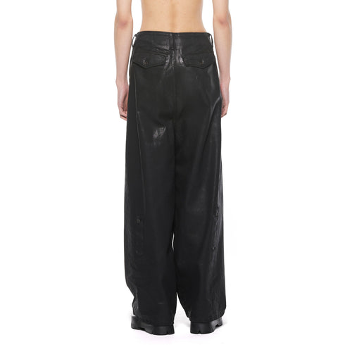 JULIUS 927PAM8-C Black / Coated Destroy Baggy Pants