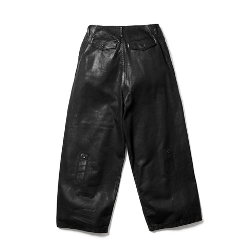 JULIUS 927PAM8-C Black / Coated Destroy Baggy Pants