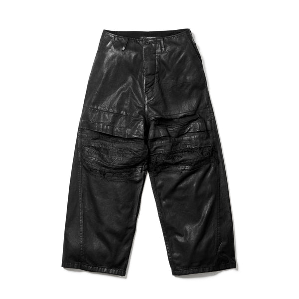 JULIUS 927PAM8-C Black / Coated Destroy Baggy Pants
