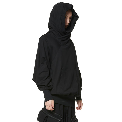 JULIUS 947CUM2-P Black / W Neck Printed Hoodie