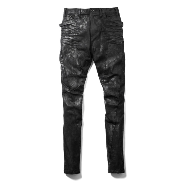 JULIUS 947PAM10-C Luster Black / Coated Bending Skinny Pants