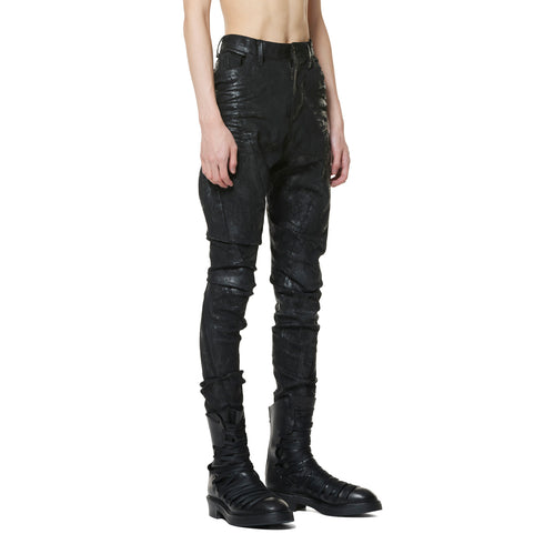 JULIUS 947PAM10-C Luster Black / Coated Bending Skinny Pants