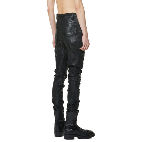 JULIUS 947PAM10-C Luster Black / Coated Bending Skinny Pants