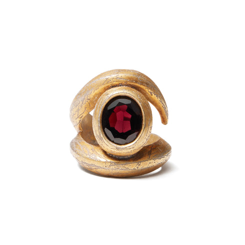 JULIUS 077ACU43-S CRACKED GOLD / Horn Ring "Silver 925"