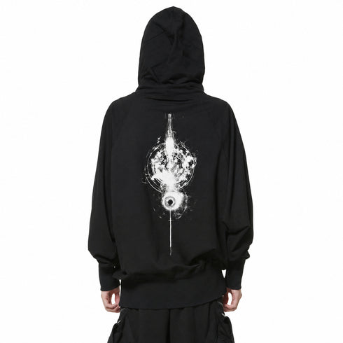 JULIUS 947CUM2-P Black / W Neck Printed Hoodie
