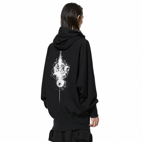 JULIUS 947CUM2-P Black / W Neck Printed Hoodie