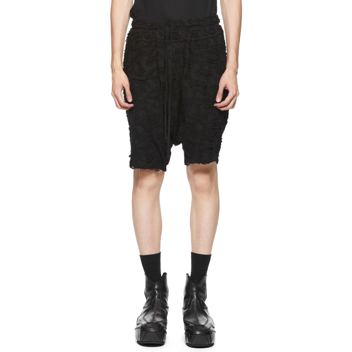 Drop Crotch Fibroin Shorts Black 897PAM21 – JULIUS OFFICIAL