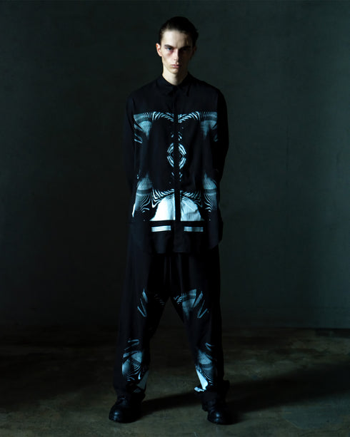 818PAM1 Black / Graphic Printed Wide Pants - JULIUS