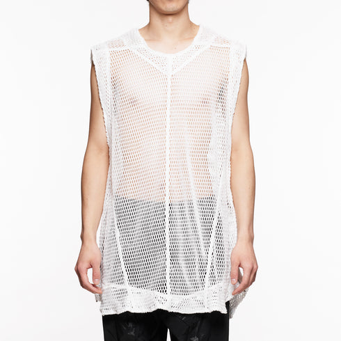 818KNM6 White / Mesh Seamed Vest - JULIUS